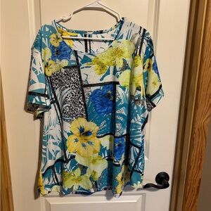 Allison Daley Women Size 2XL‎ Floral Print Women's Top